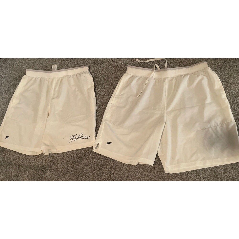 Fabletics Men’s White Athletic Workout Shorts - 7” Size Large - Two Shorts